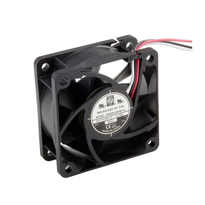 RS PRO Axial Fan, 24V DC, 3.5 W Power Consumption, 4500 RPM, 40.8 m³/h Air Flow, Ball Bearing 60x60x25 mm 619-7100
