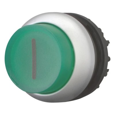 Eaton RMQ Titan M22 Series Green Maintained Push Button Head, 22 mm Cutout, IP69K 70011301 M22-DRLH-G-X1+M22-A