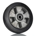 RS PRO Black Rubber Trolley Wheel, 400 kg Load Capacity, 200 mm Diameter, 50 mm Width, Aluminium Hub, Ball Bearing 621-9569