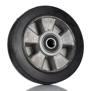 RS PRO Black Rubber Trolley Wheel, 400 kg Load Capacity, 200 mm Diameter, 50 mm Width, Aluminium Hub, Ball Bearing 621-9569