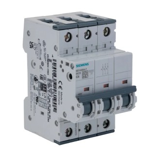 Siemens SENTRON Miniature Circuit Breaker, 3-Pole, 4A, Type C, 400V AC, 60V DC, 10 kA Breaking Capacity 5SY4304-7