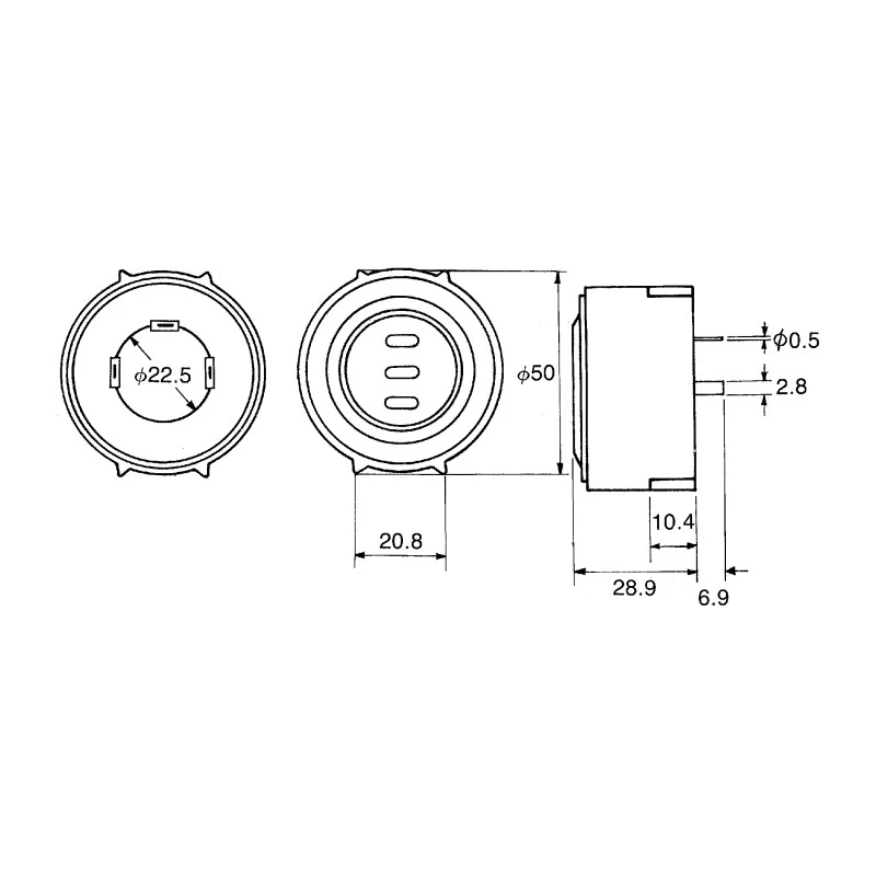 RS PRO 104 dB Surface Mount Continuous Tone Piezo Buzzer Component 49.1 mm Diameter 28.9 mm Height 5V-13V dc 6221398P