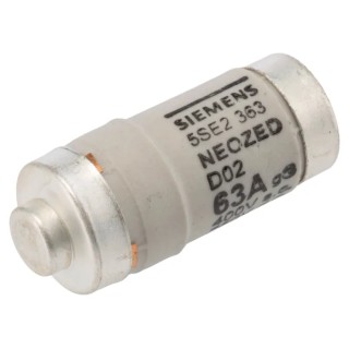Siemens 63A 400V AC D02 Neozed Fuse, Ceramic Body, 50kA Breaking Capacity 5SE2363