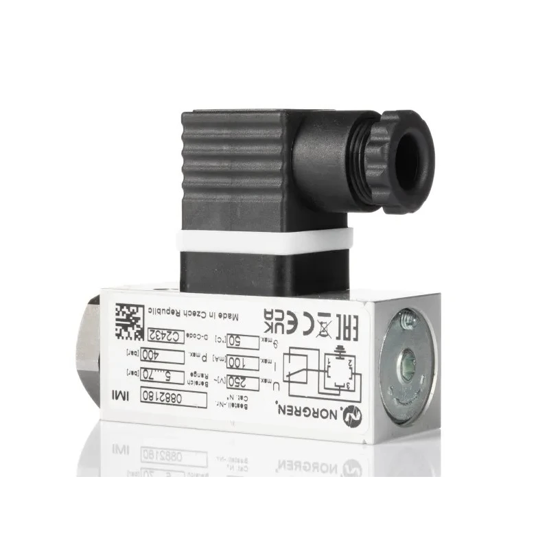 Norgren Pressure Switch Female Vacuum Positive Pressure, SPDT, G 1/4, 5-70 bar, 80°C, 18D Series 0882180