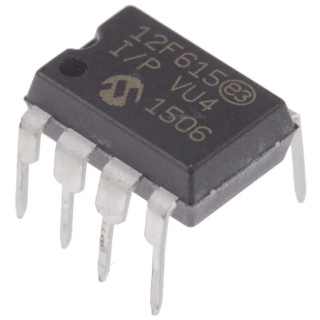 Microchip PIC12F615-I/P 8-Bit PIC Microcontroller, 20 MHz, 1.75 kB FLASH, 8-Pin PDIP
