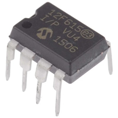 Microchip PIC12F615-I/P 8-Bit PIC Microcontroller, 20 MHz, 1.75 kB FLASH, 8-Pin PDIP