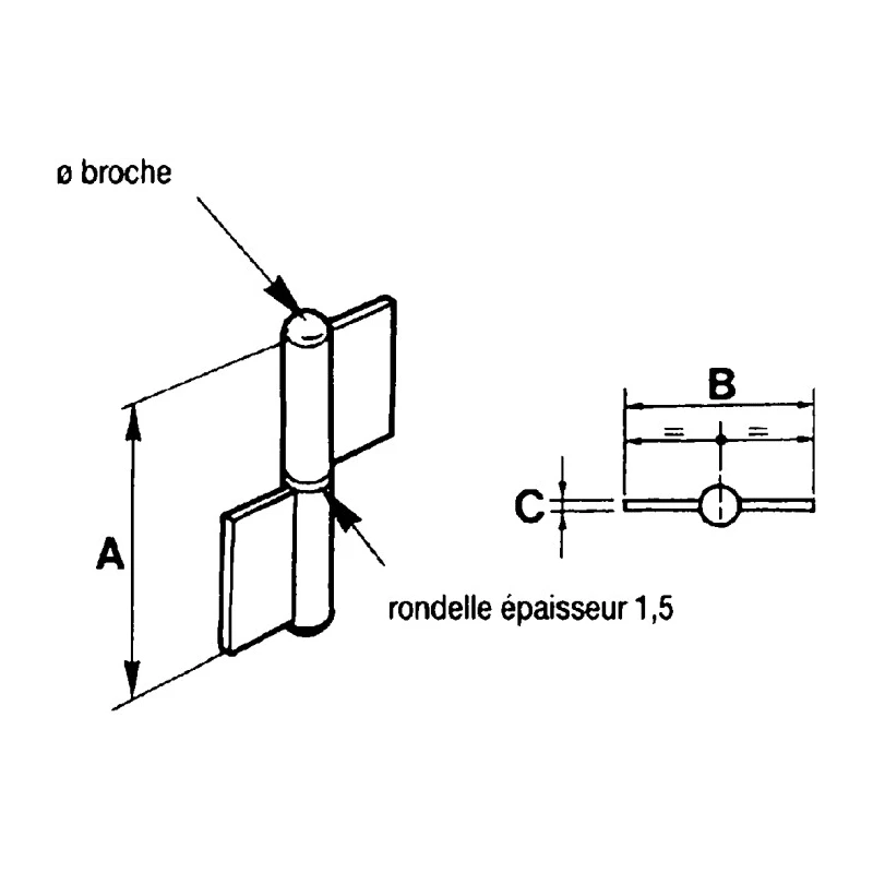 Pinet Steel Flag Hinge 60 mm x 40 mm x 1.5 mm 12-1-3303