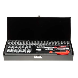 RS PRO 39-Piece 1/4 in Standard Socket Set, Chrome Vanadium Steel, Heat-Treated, Square Drive 623-6390