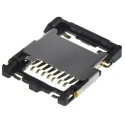 JAE 8 Way Hinged MicroSD Memory Card Connector Surface Mount Copper Alloy Gold over Nickel ST1W008S4A