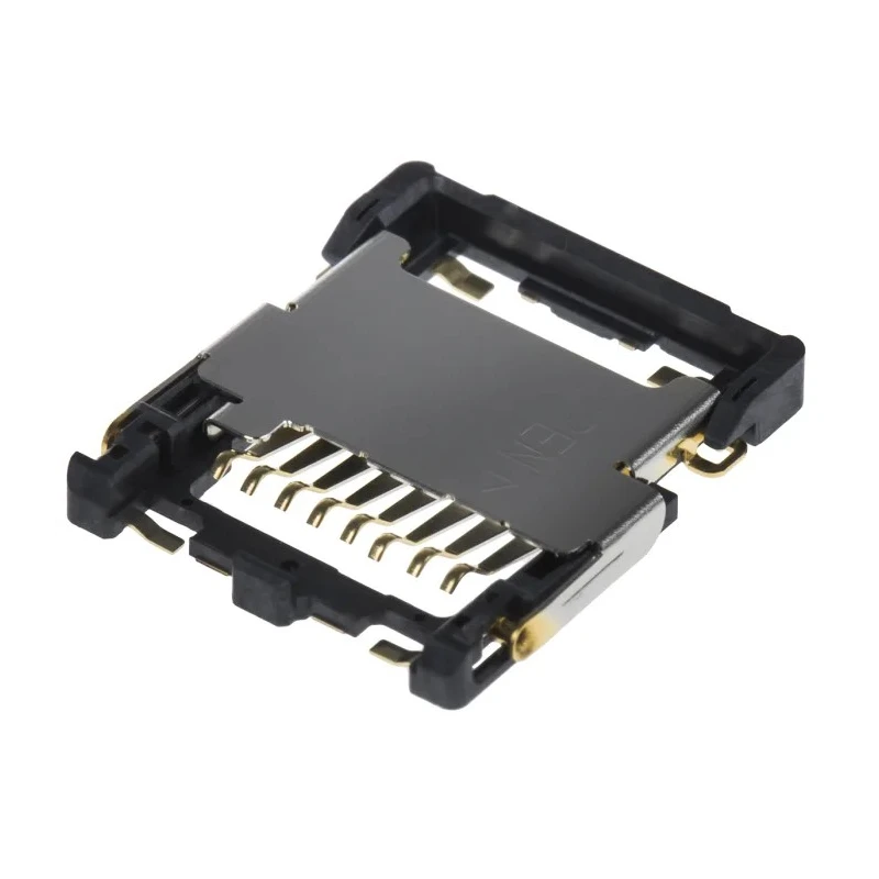 JAE 8 Way Hinged MicroSD Memory Card Connector Surface Mount Copper Alloy Gold over Nickel ST1W008S4A