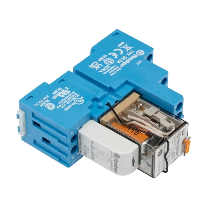 Finder 58 Series Interface Relay DIN Rail Mount 110V AC Coil 4PDT 12.5mA Coil Current 7A Switching 58.34.8.110.0060SMA