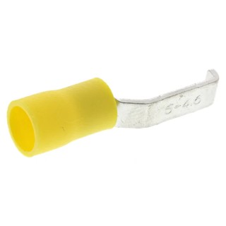 RS PRO Hooked Insulated Crimp Blade Terminal with 17.2 mm Blade Length, 12 AWG to 10 AWG, Yellow 624-1257