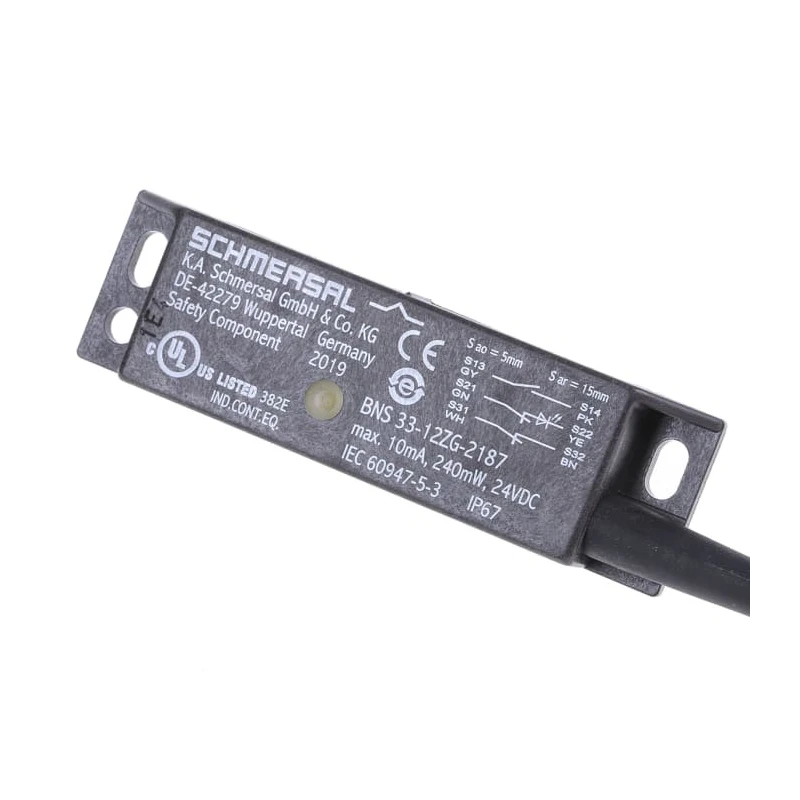 Schmersal BNS33 Series Magnetic Safety Switch, Plastic Housing, 24V DC, NC, 2 NO, Cable BNS 33-12ZG-2187-2M