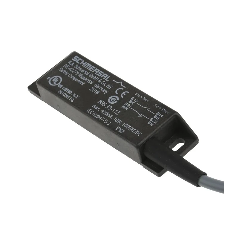 Schmersal Magnetic Safety Switch Plastic Housing NO NC Cable IP67, 0.25A, 100V AC/DC, BNS33 Series 