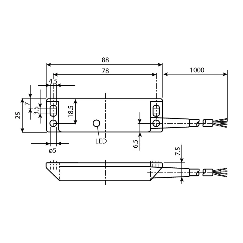 Schmersal Magnetic Safety Switch Plastic Housing NO NC Cable IP67, 0.25A, 100V AC/DC, BNS33 Series 