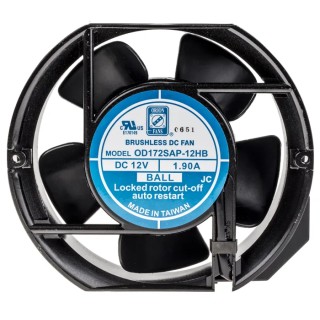 RS PRO Axial Fan 12V dc 390.8 m³/h Airflow 5 W Power 1.9 A Ball Bearing Circular Frame 172 mm 624-6577