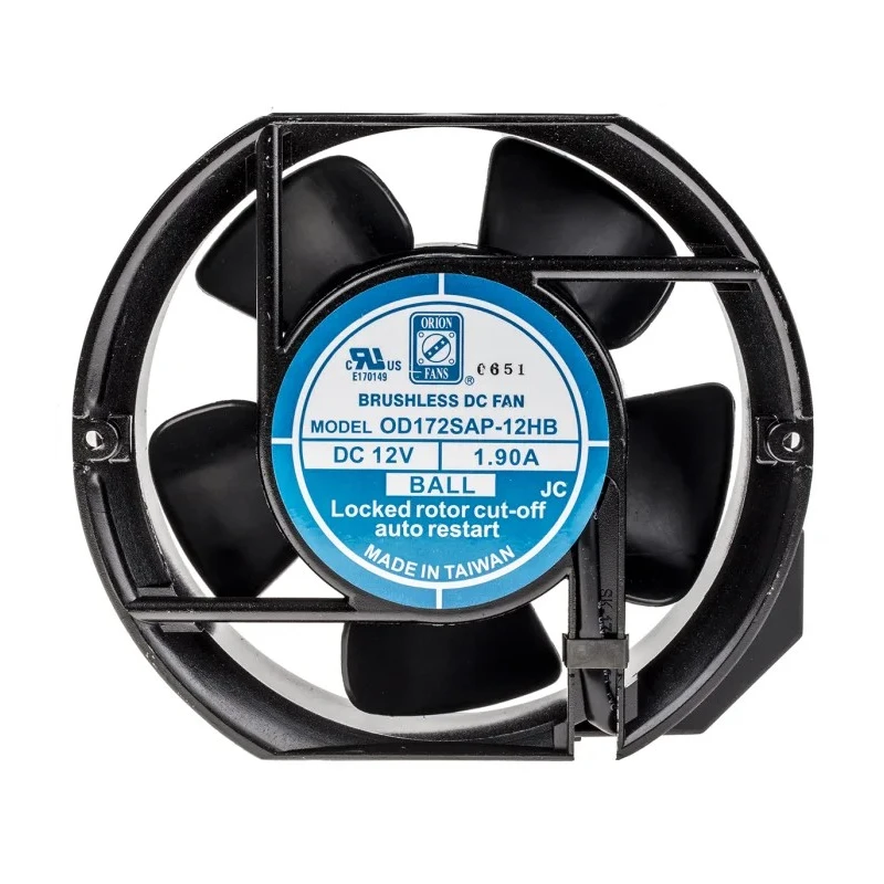RS PRO Axial Fan 12V dc 390.8 m³/h Airflow 5 W Power 1.9 A Ball Bearing Circular Frame 172 mm 624-6577