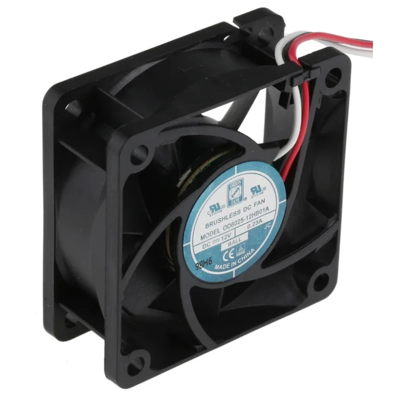 RS PRO 12V DC Axial Fan, 60 x 60 x 25 mm, 40.8 m³/h Airflow, 2.8 W Power, 230 mA Max Current, Ball Bearing, Square 624-6599