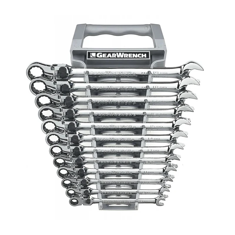 GearWrench 12-Piece Hinged Ratchet Combination Metric Spanner Set 8 to 19 mm 85698