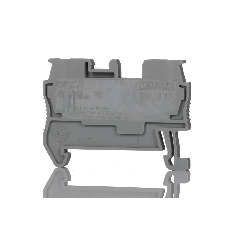 Phoenix Contact Feed Through Terminal Block Grey 0.08mm² to 1.5mm² 17.5A 500V Spring Cage Termination ST1.5 Series 3031076