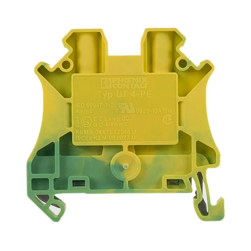 Phoenix Contact UT 4-PE Series Earth Terminal Block Yellow Green 0.14-6 mm² Screw Termination ATEX 3044128