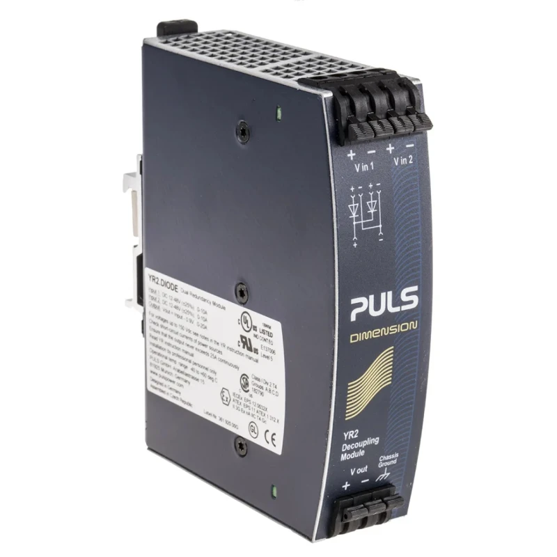 PULS Dual Diode Redundancy Module for Use with Y Series YR Series, DC 12 V to 48 V, 20 A Input/Output YR2.DIODE