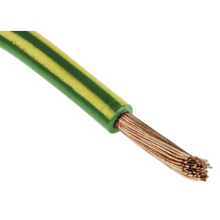 RS PRO Green Yellow 10 mm² Hook Up Wire, 8 AWG, 72/0.4 mm Core Strands, 100 m Length, Polyvinyl Chloride Jacket 628-5358