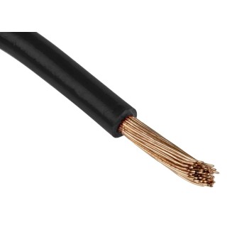 RS PRO Black 16 mm² Hook Up Wire, 6 AWG, 115 x 0.4 mm Core Strands, 100 m Length, 600 V, Polyvinyl Chloride Jacket 628-5342