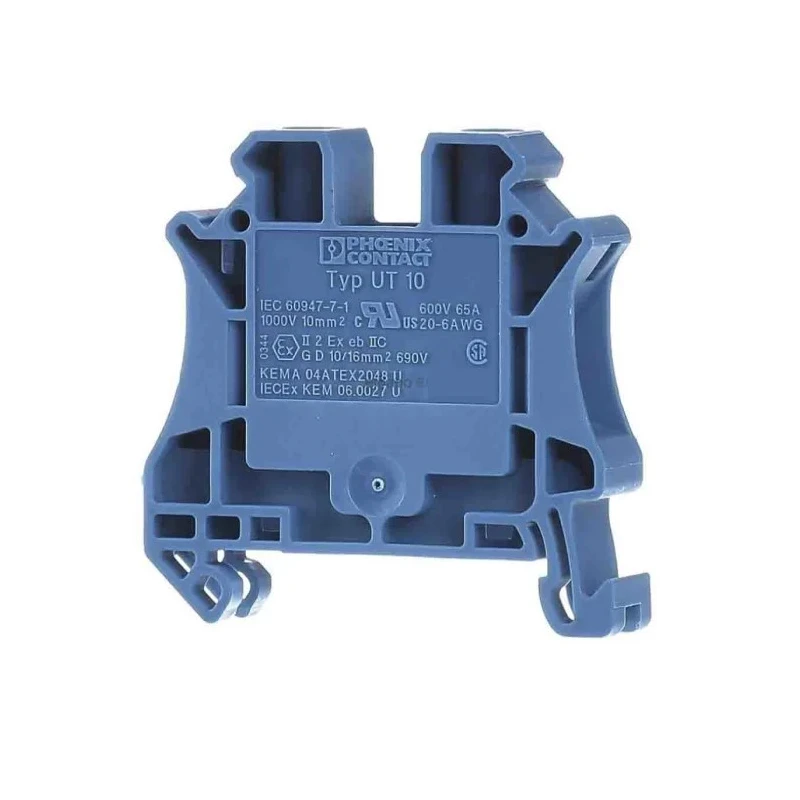 Phoenix Contact UT 10 BU Series Feed Through Terminal Block Blue, 1-Level, Screw Termination, 76A, 1kV, ATEX 3044188