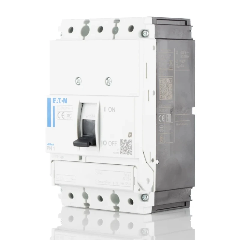 Eaton Molded Case Circuit Breaker 3-Pole 63A Breaking Capacity 80kA Floor Mount 690V AC PN1 Series 259140 PN1-63
