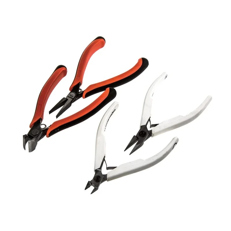 RS PRO Professional 4-Piece Plier Set with Cutters, Flat Nose, Half Round Nose Pliers, and Pincers 631-9114