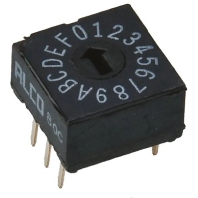 TE Connectivity Rotary Flush Rotary Coded DIP Switch DRD16E04 Contact Rating 0.4VA 20Vdc Life 10000 Rotations