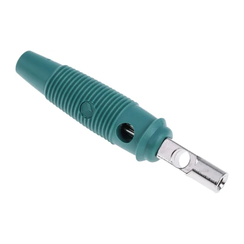 RS PRO Green Male Banana Plug 4 mm Connector Screw Termination 60V dc 16A Nickel Plating 930726104