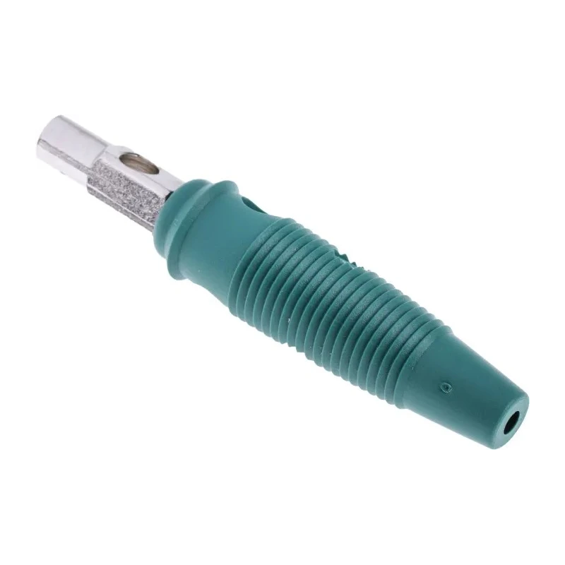 RS PRO Green Male Banana Plug 4 mm Connector Screw Termination 60V dc 16A Nickel Plating 930726104