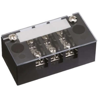 Sato Parts Non-Fused Terminal Block 3-Way 20A Screw Termination 250V Black Phenolic Resin ML-20-3P