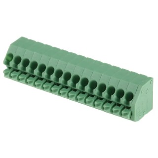 Phoenix Contact PTSA 1.5/15-3.5-F Series 45° PCB Terminal Block, 15 Contacts, 3.5 mm Pitch, 1 Row 1985098