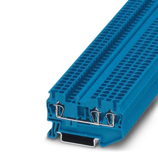 PHOENIX CONTACT Feed Through Terminal Block ST 2.5-TWIN BU Blue, 800V, 28A, Spring Cage 3031254