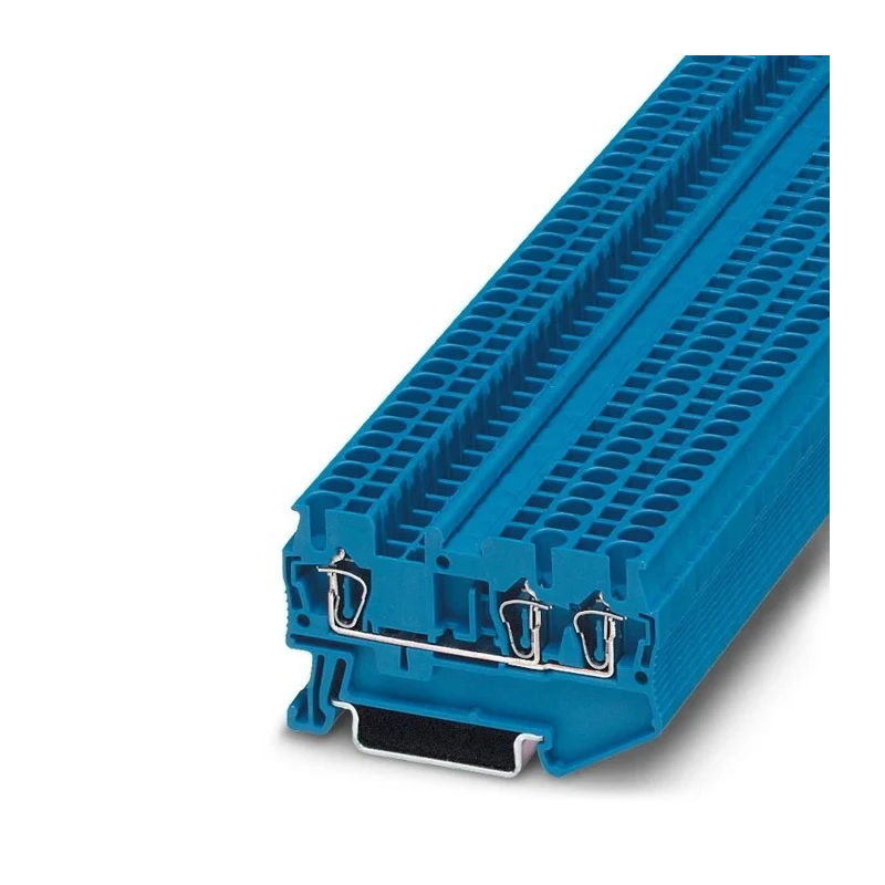 PHOENIX CONTACT Feed Through Terminal Block ST 2.5-TWIN BU Blue, 800V, 28A, Spring Cage 3031254