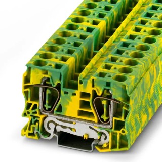 Phoenix Contact Earth Terminal Block ST 16-PE Series Yellow Green, 1-Level, 2 Positions, Spring Cage, 8kV, 90A, ATEX 3036165