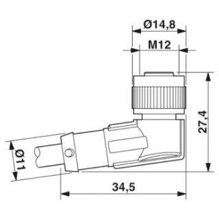 Phoenix Contact 4 Way Right Angle to Female 4 Way Unterminated Sensor Actuator Cable 3m 25V SAC-4P- 3.0-PUR/M12FR 1668234