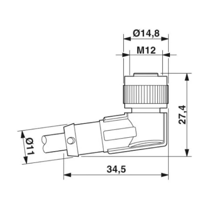 Phoenix Contact 4 Way Right Angle to Female 4 Way Unterminated Sensor Actuator Cable 3m 25V SAC-4P- 3.0-PUR/M12FR 1668234