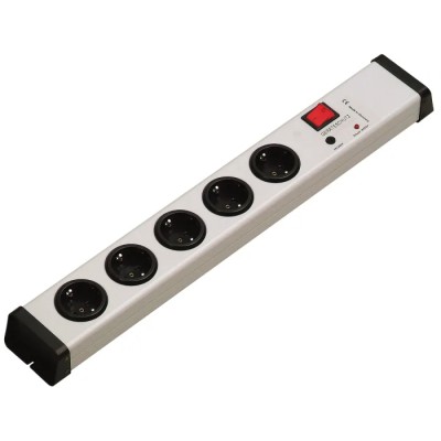 Bodo Ehmann 5 Gang Socket Bar Type F with German Schuko Fused Surge Protection 16A 250V 0206X00052300
