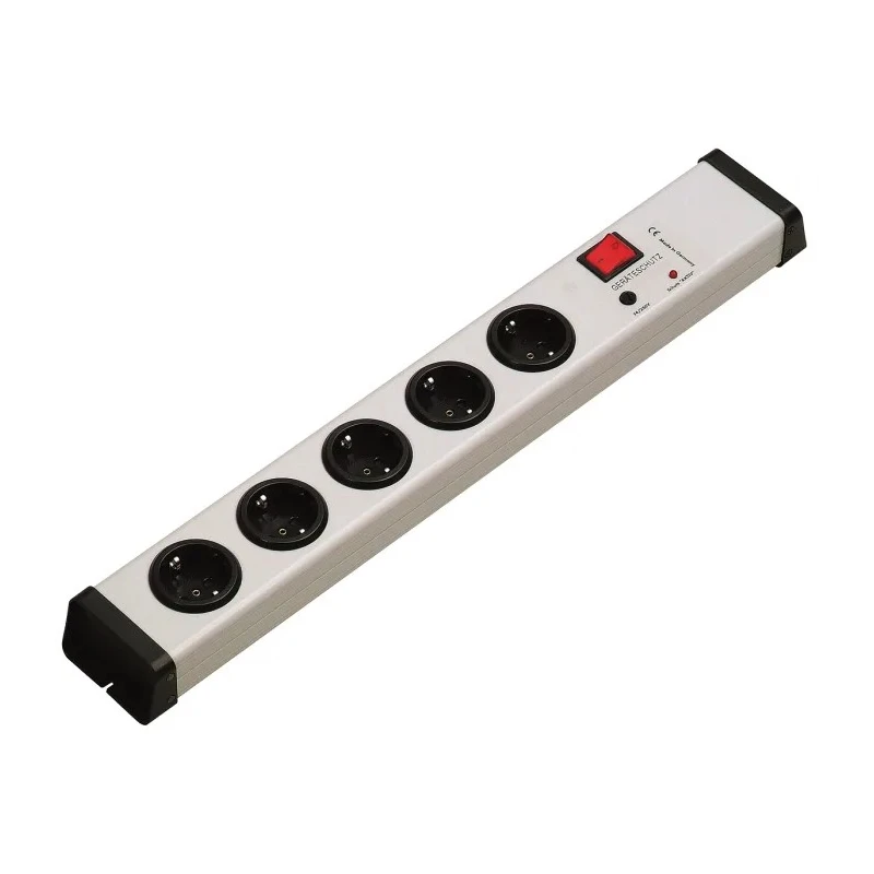 Bodo Ehmann 5 Gang Socket Bar Type F with German Schuko Fused Surge Protection 16A 250V 0206X00052300