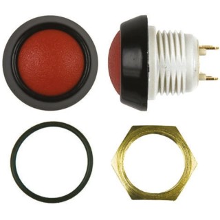ITW Switches 48 Series Miniature Push Button Switch, Panel Mount, 14 mm Cutout, Red, SPST, IP67 48-2-RB-N-RD-B