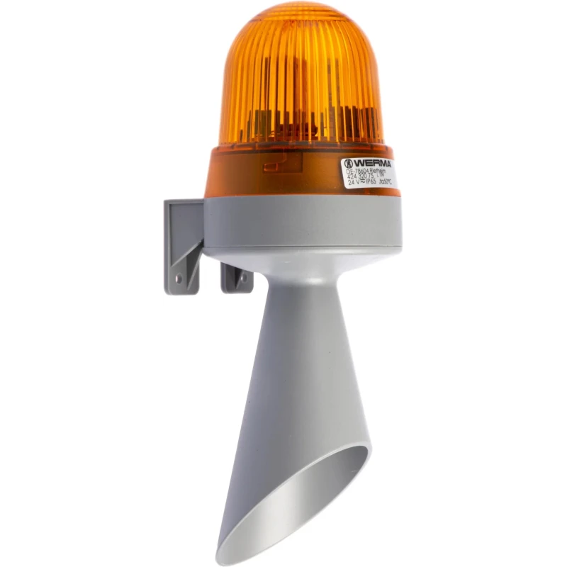 Werma 424 Series Yellow Horn-Beacon Combination, IP65, 24V AC/DC, 98 dB @ 1m Wall Mount 424.320.75