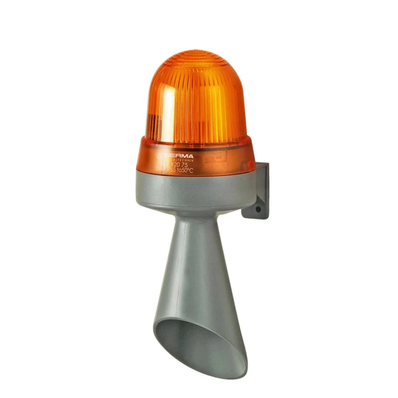 Werma 424 Series Yellow Horn-Beacon Combination, IP65, 24V AC/DC, 98 dB @ 1m Wall Mount 424.320.75