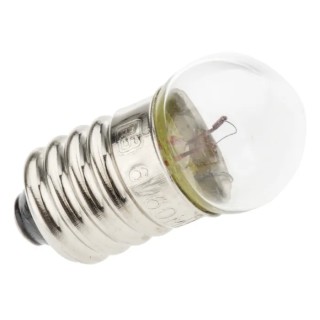 RS PRO E10 Indicator Light, Clear Lens, 6V Voltage, 60mA Current, 10000 Hour Lifespan 655-9643
