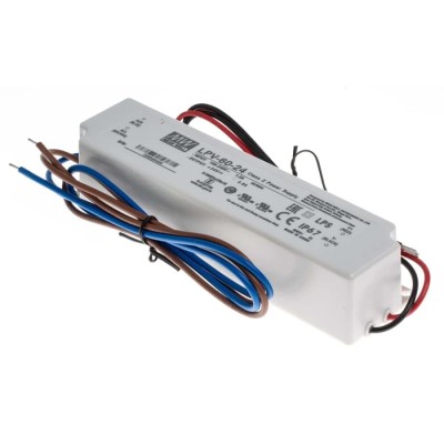MEAN WELL  IP67 1 Output LED Driver, 24V, 60W, 2.5A Constant Voltage Industrial LED Driver IP67