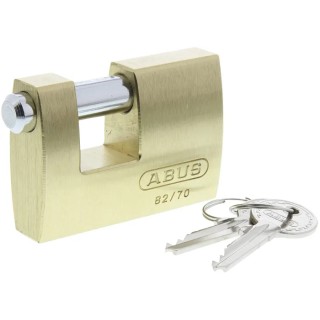 ABUS Keyed Brass Steel Weatherproof Padlock 12 mm Shackle Diameter, 13 mm Shackle Length, 70 mm Width 82/70