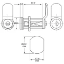Euro-Locks a Lowe & Fletcher group Company Shuttered 5 Disc Camlock, Chrome Finish, 37.7 mm Panel-to-Tongue Depth B448032